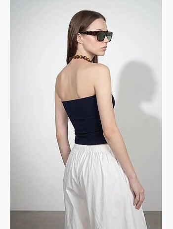 Haut bandeau court sans bretelles femme dilvin