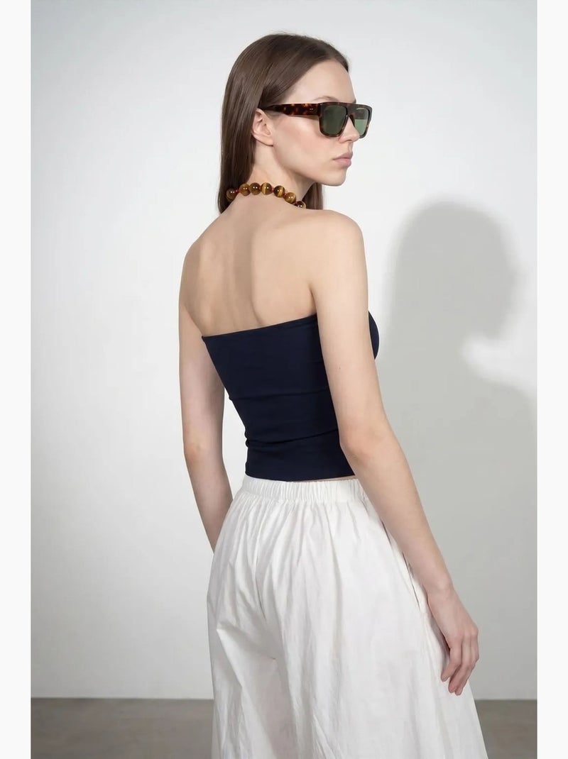 Haut bandeau court sans bretelles femme dilvin Bleu marine - Kiabi