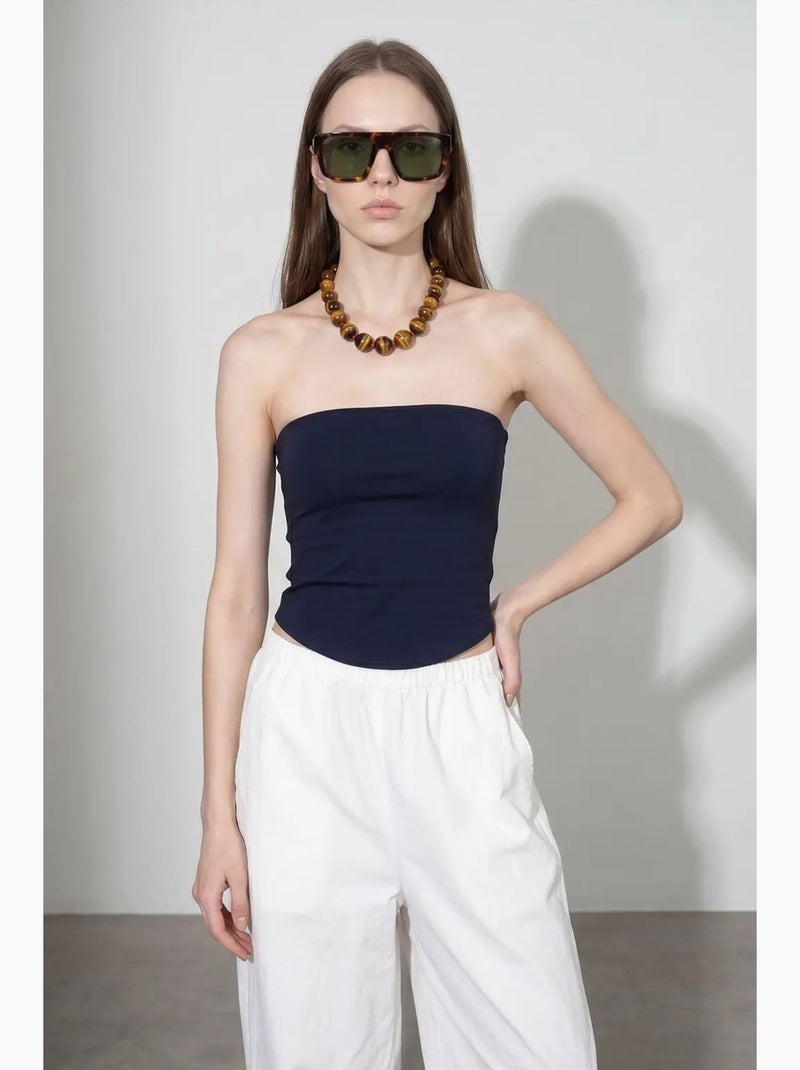 Haut bandeau court sans bretelles femme dilvin Bleu marine - Kiabi