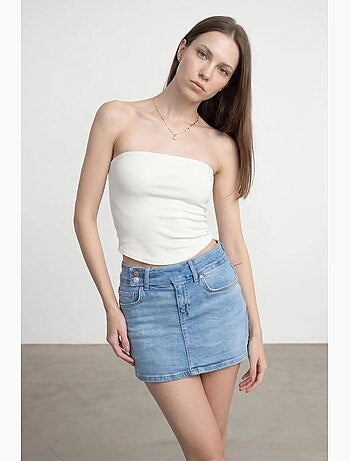 Haut bandeau court sans bretelles femme dilvin