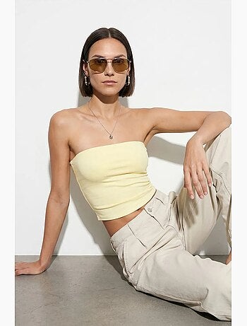 Haut bandeau court sans bretelles femme dilvin
