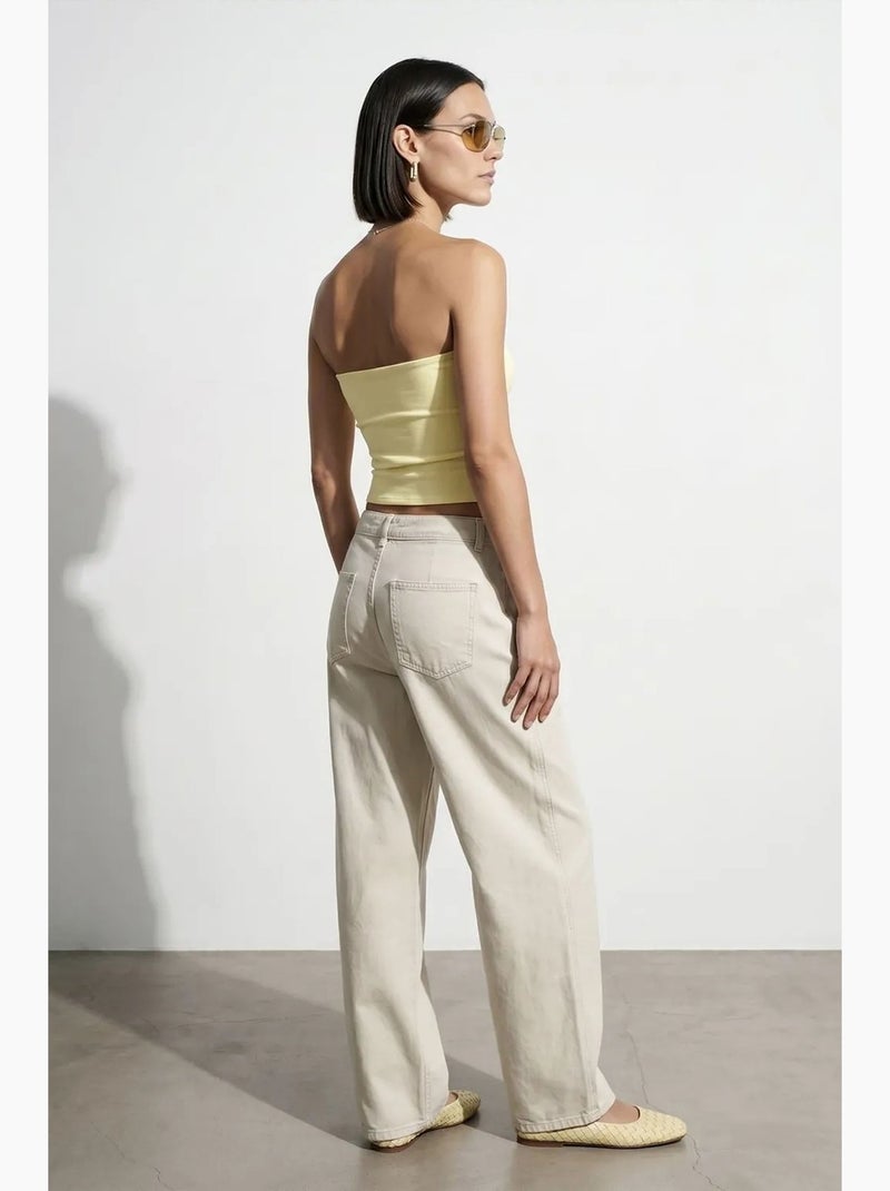 Haut bandeau court sans bretelles femme dilvin Jaune citron - Kiabi