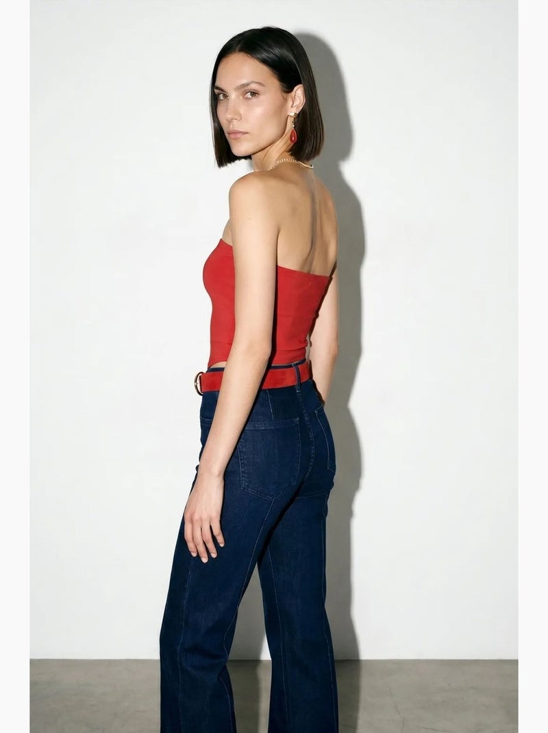 Haut bandeau court sans bretelles femme dilvin Rouge - Kiabi