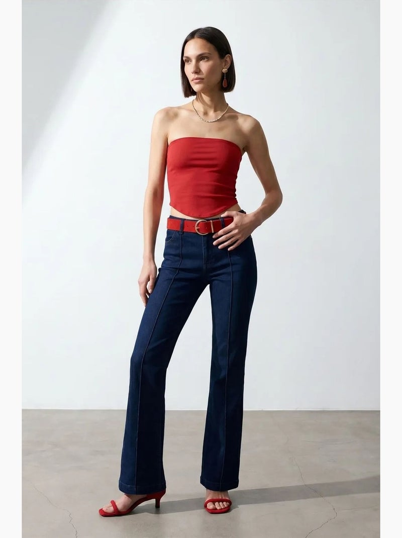 Haut bandeau court sans bretelles femme dilvin Rouge - Kiabi