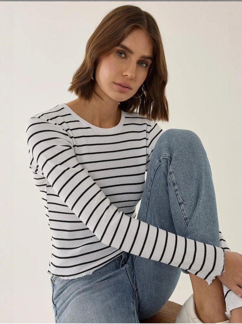 Haut basique à col ras du cou et coupe slim Multicolore - Kiabi