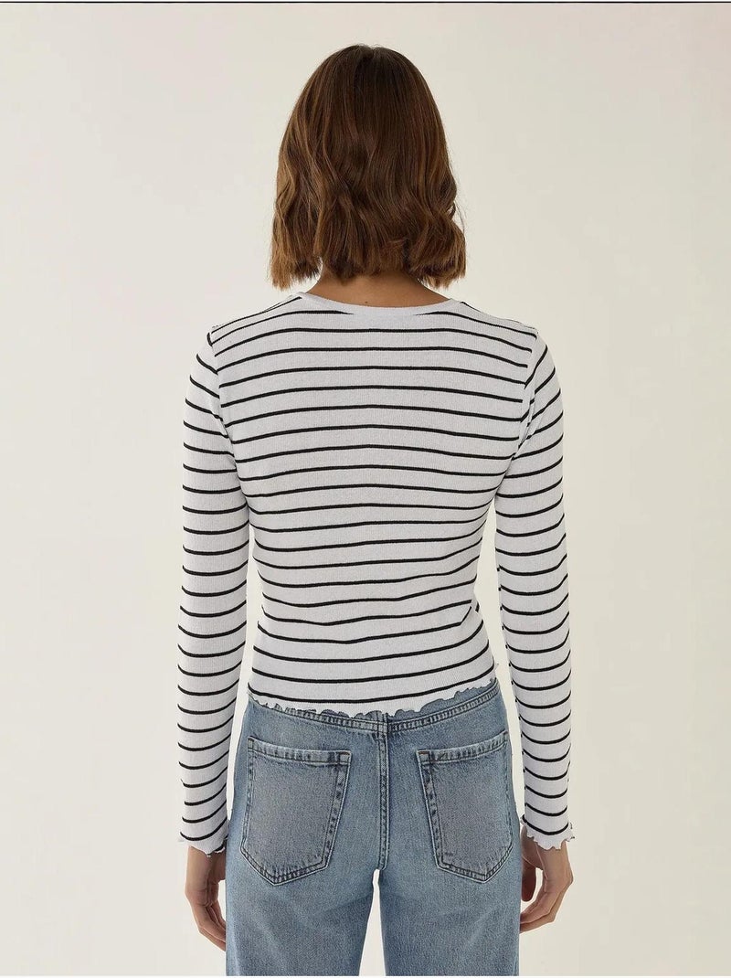 Haut basique à col ras du cou et coupe slim Multicolore - Kiabi