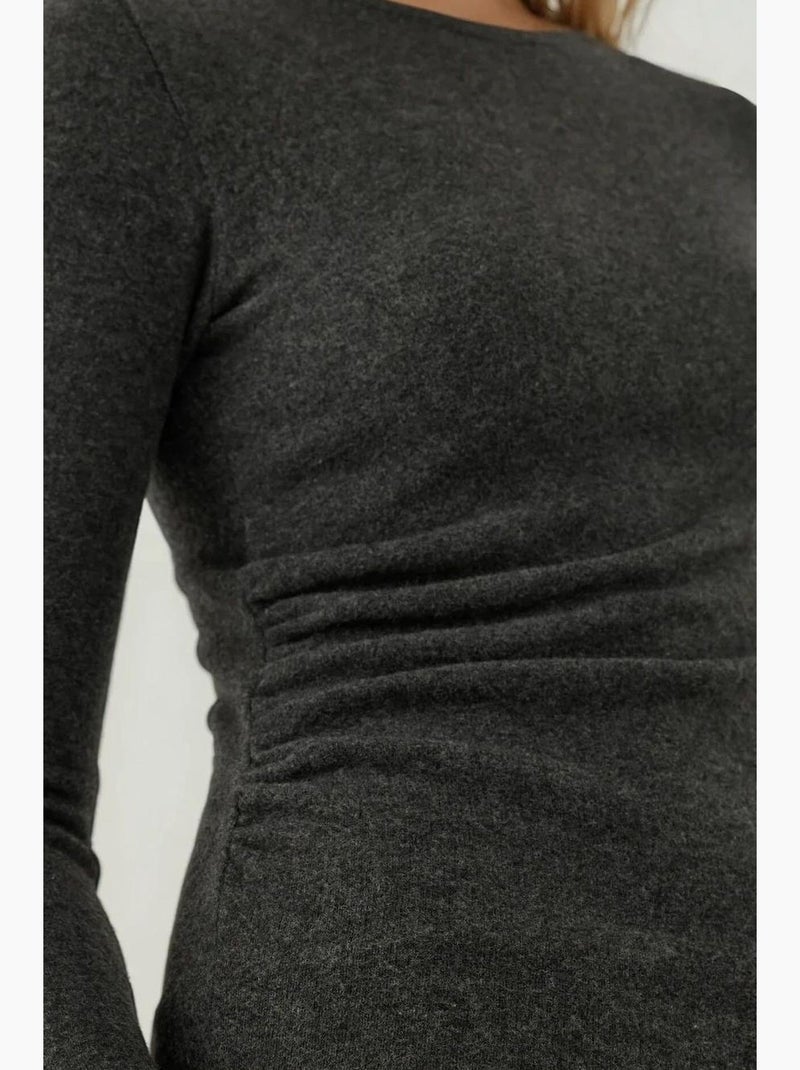 Haut basique en viscose mélangée hiccup Gris Noir - Kiabi
