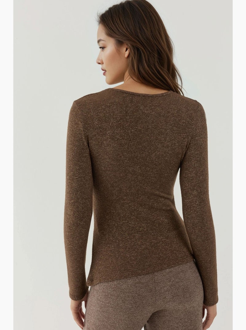 Haut basique en viscose mélangée hiccup Marron foncé - Kiabi