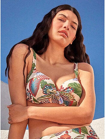 Haut bikini grande capacité imprimé tropical