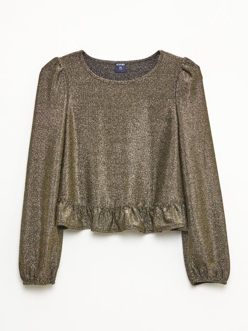 Haut brillant en maille bisous volantée - Kiabi