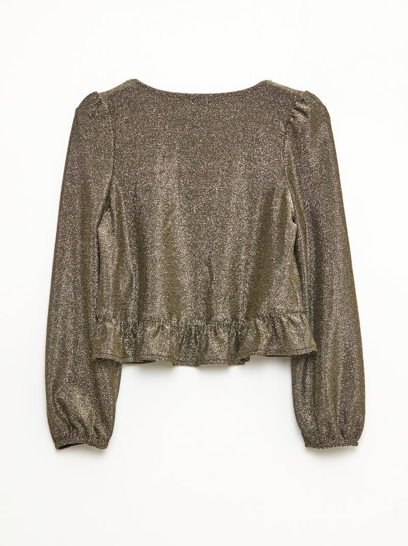 Haut brillant en maille bisous volantée Jaune - Kiabi