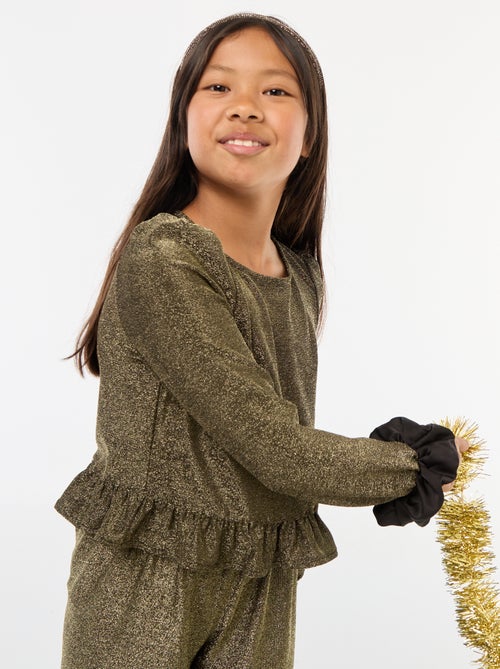 Haut brillant en maille bisous volantée - Kiabi