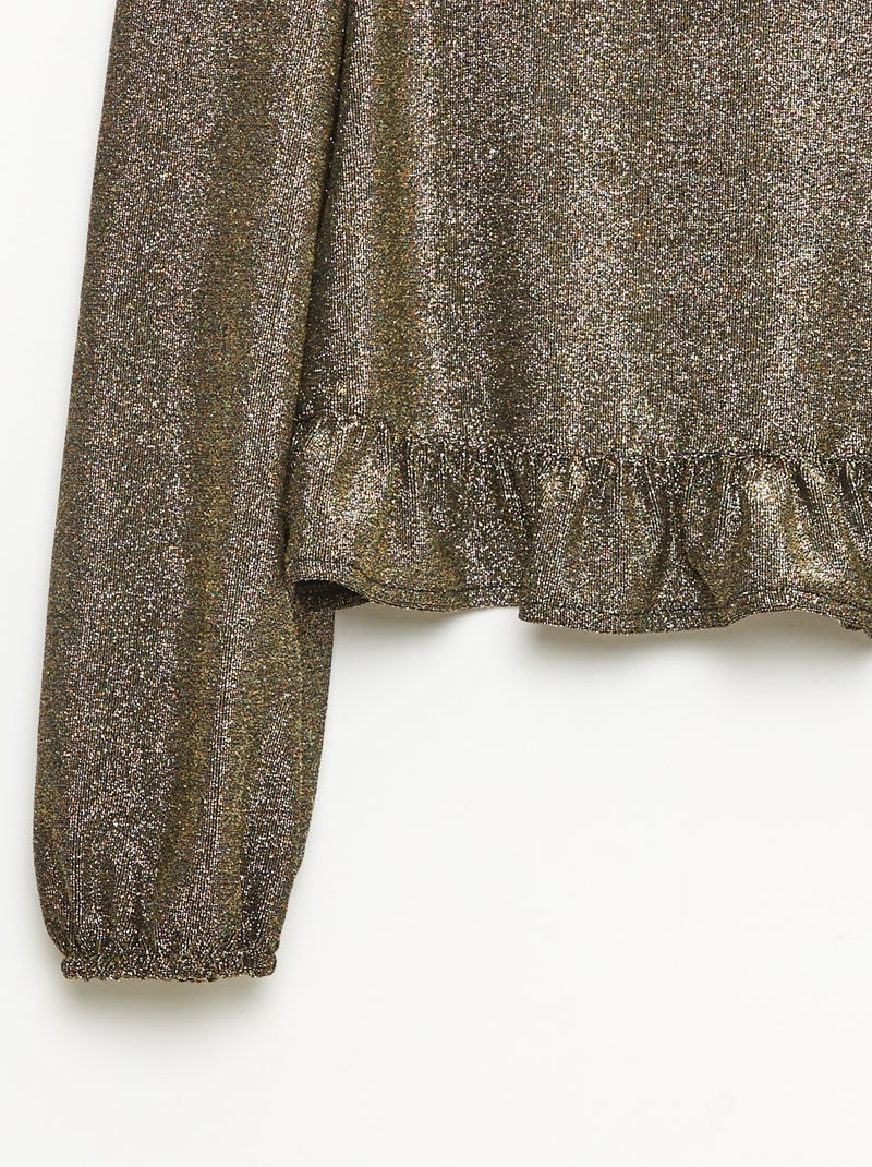 Haut brillant en maille bisous volantée Jaune - Kiabi