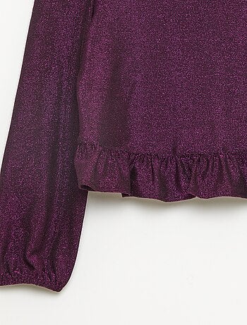 Haut brillant en maille bisous volantée