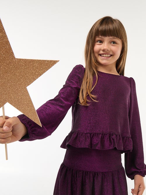 Haut brillant en maille bisous volantée - Kiabi