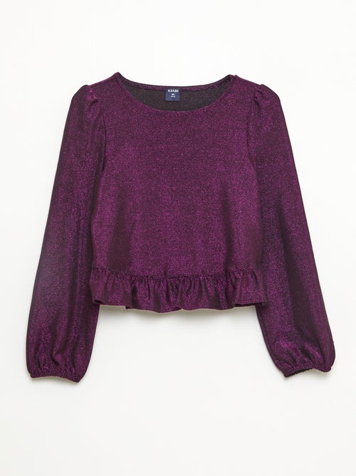 Haut brillant en maille bisous volantée - Kiabi