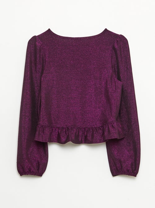 Haut brillant en maille bisous volantée - Kiabi