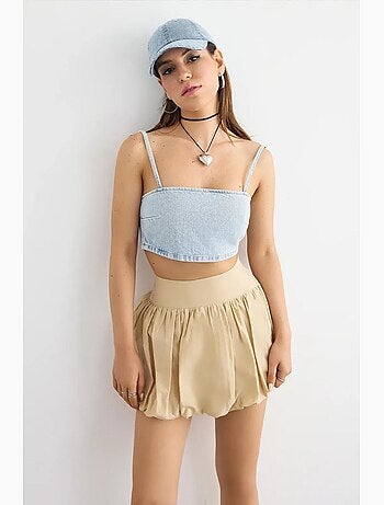 Haut caraco en jean à col carré hiccup