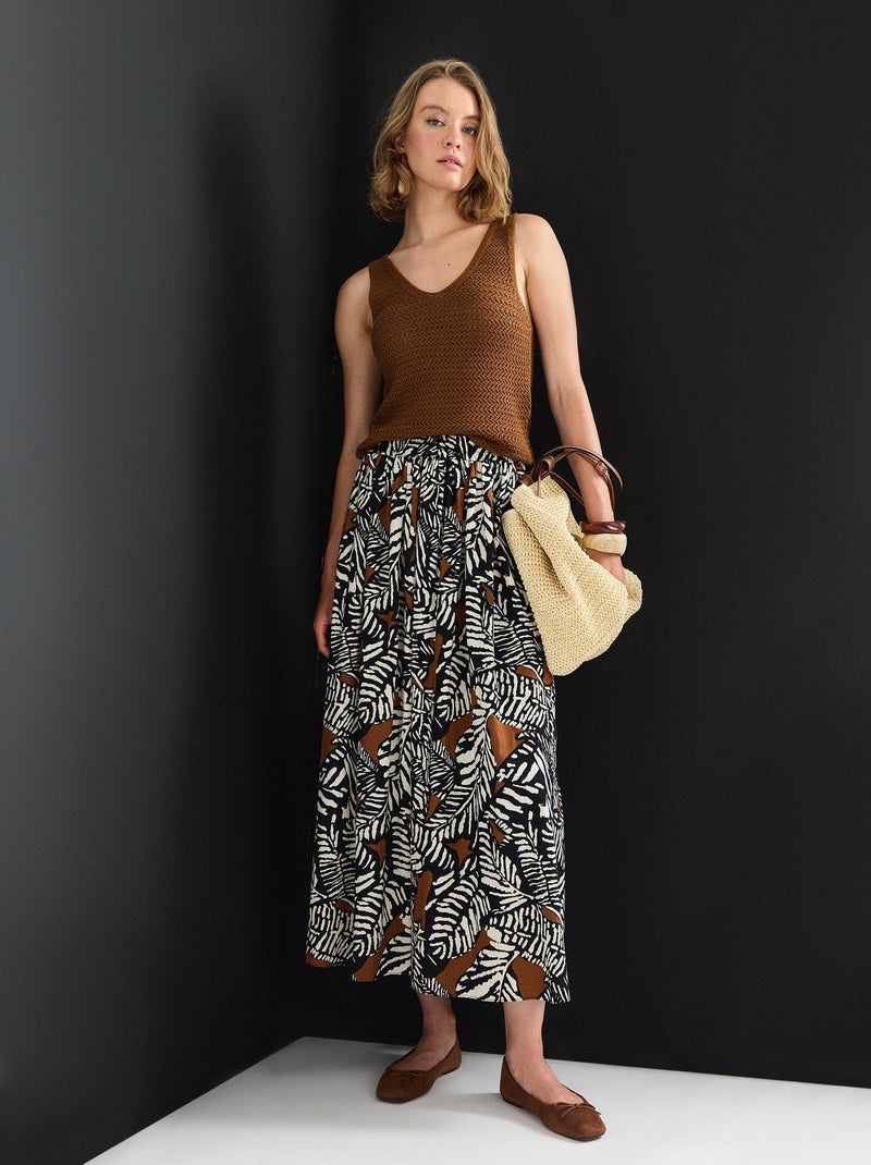 Haut col en V pour femme MO Fashion Marron - Kiabi
