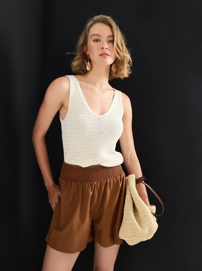 Haut col V pour femme MO Fashion Beige - Kiabi