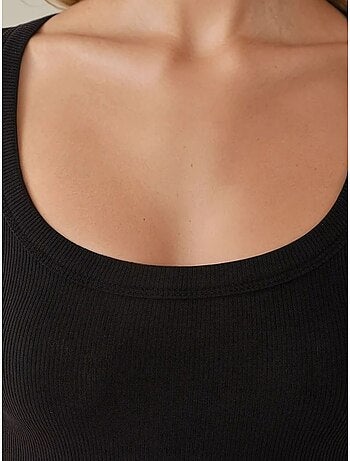 T-shirt court col rond ajusté côtelé manches courtes hiccup