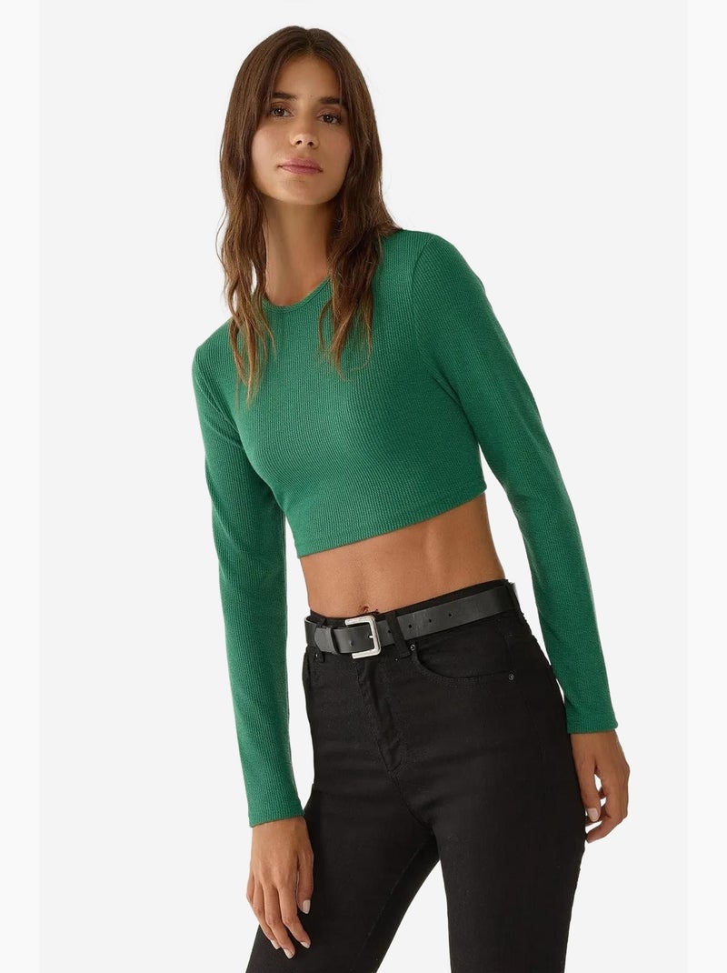 Haut court slim fit hiccup Vert - Kiabi