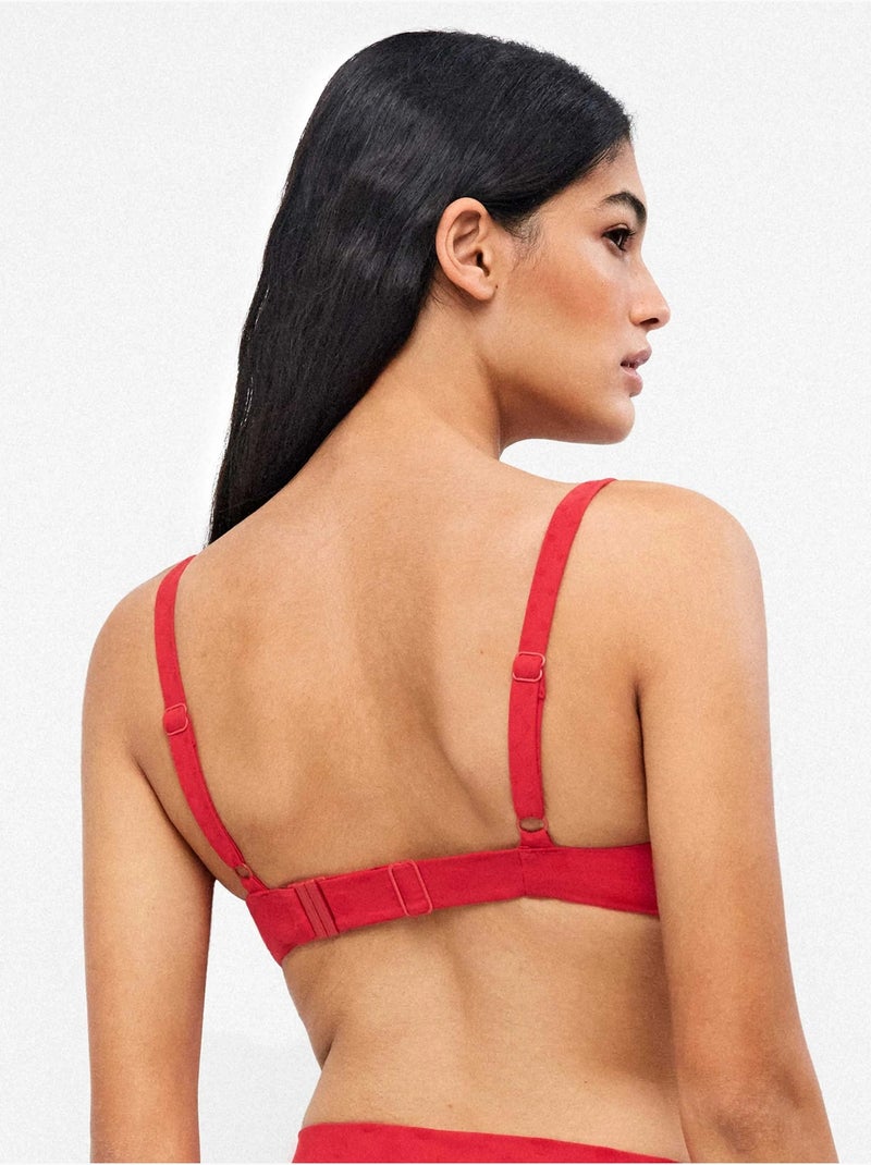 Haut de bikini à armatures intégrées jacquard à pois Rouge - Kiabi