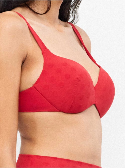 Haut de bikini à armatures intégrées jacquard à pois - Kiabi Haut de bikini à armatures intégrées jacquard à pois - Kiabi