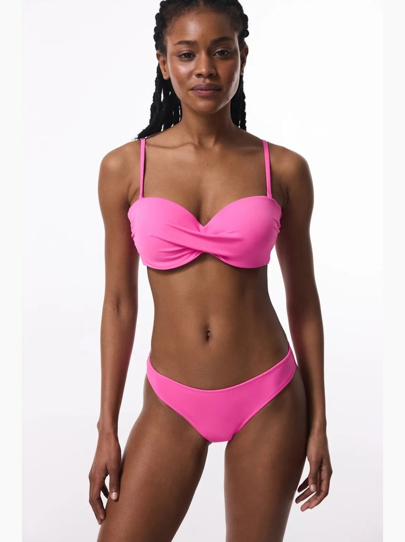 Haut de bikini bandeau à bonnets, sculptant, à armatures penti Rose fluo/Solinotes - Kiabi