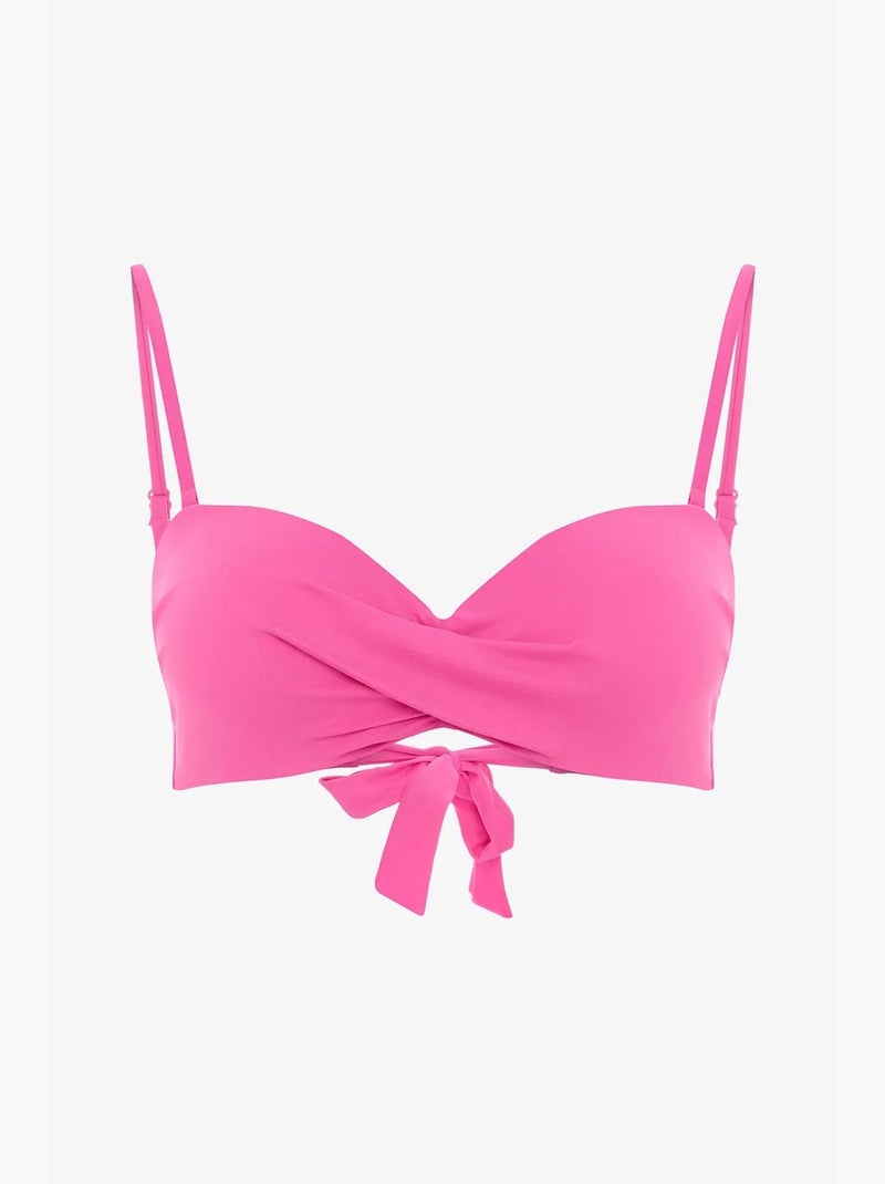 Haut de bikini bandeau à bonnets, sculptant, à armatures penti Rose fluo/Solinotes - Kiabi