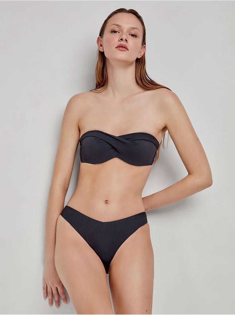 Haut de bikini bandeau à imprimé tribal Noir - Kiabi
