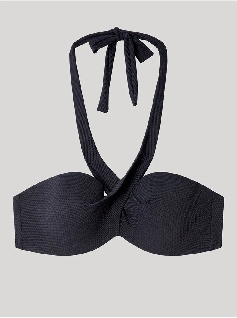 Haut de bikini bandeau à imprimé tribal Noir - Kiabi