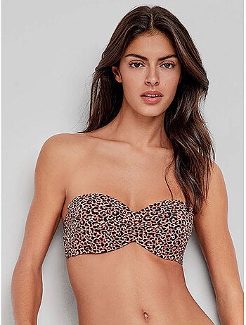 Haut de bikini bandeau avec armature en silicone