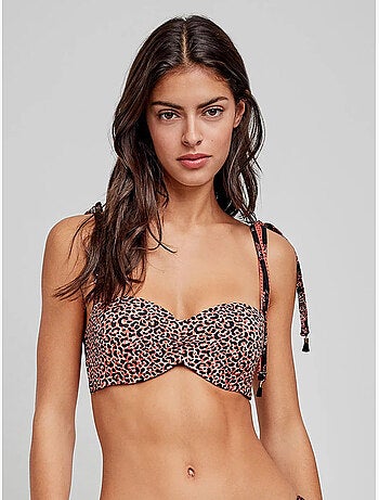 Haut de bikini bandeau avec armature en silicone
