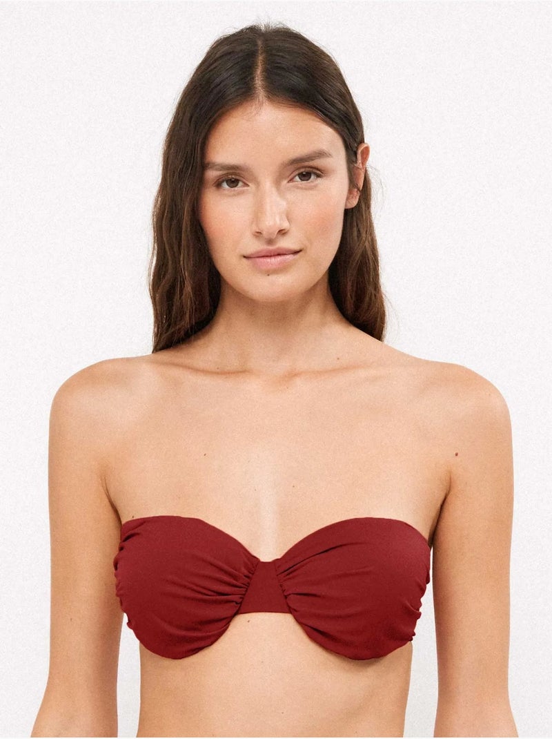 Haut de bikini bandeau avec bonnet amovible Bordeaux - Kiabi