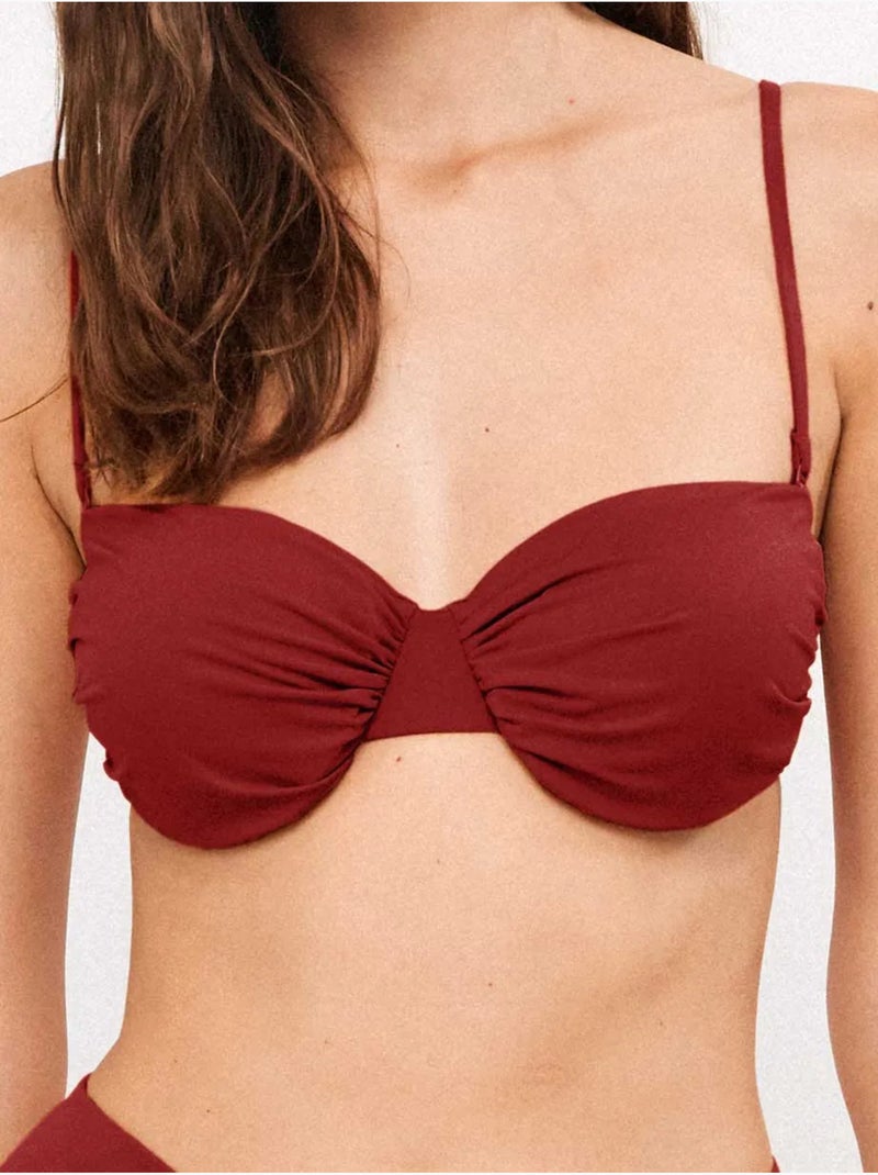 Haut de bikini bandeau avec bonnet amovible Bordeaux - Kiabi