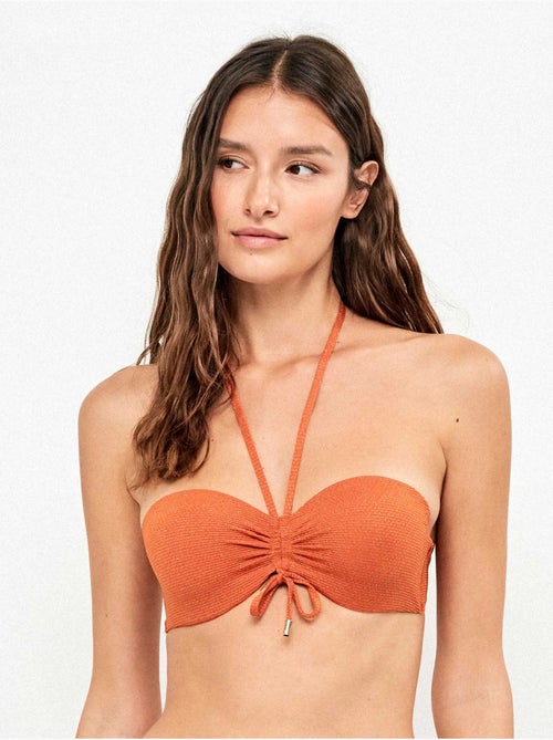 Haut de bikini bandeau détachable en piqué lurex doré - Kiabi Haut de bikini bandeau détachable en piqué lurex doré - Kiabi