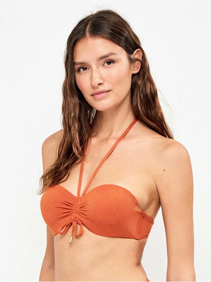 Haut de bikini bandeau détachable en piqué lurex doré Terracotta - Kiabi