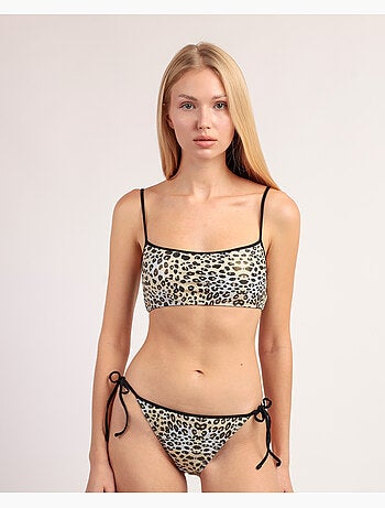 Haut de bikini bandeau léopard sexy pour femme ADMAS