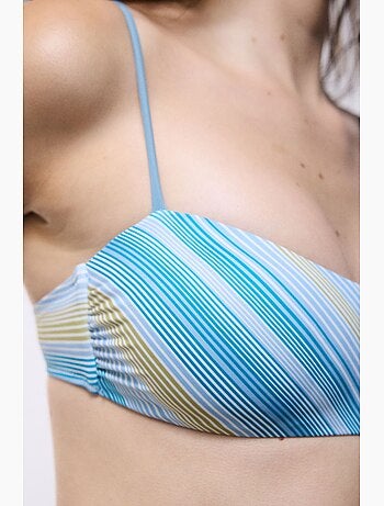 Haut de bikini bandeau nell à rayures penti