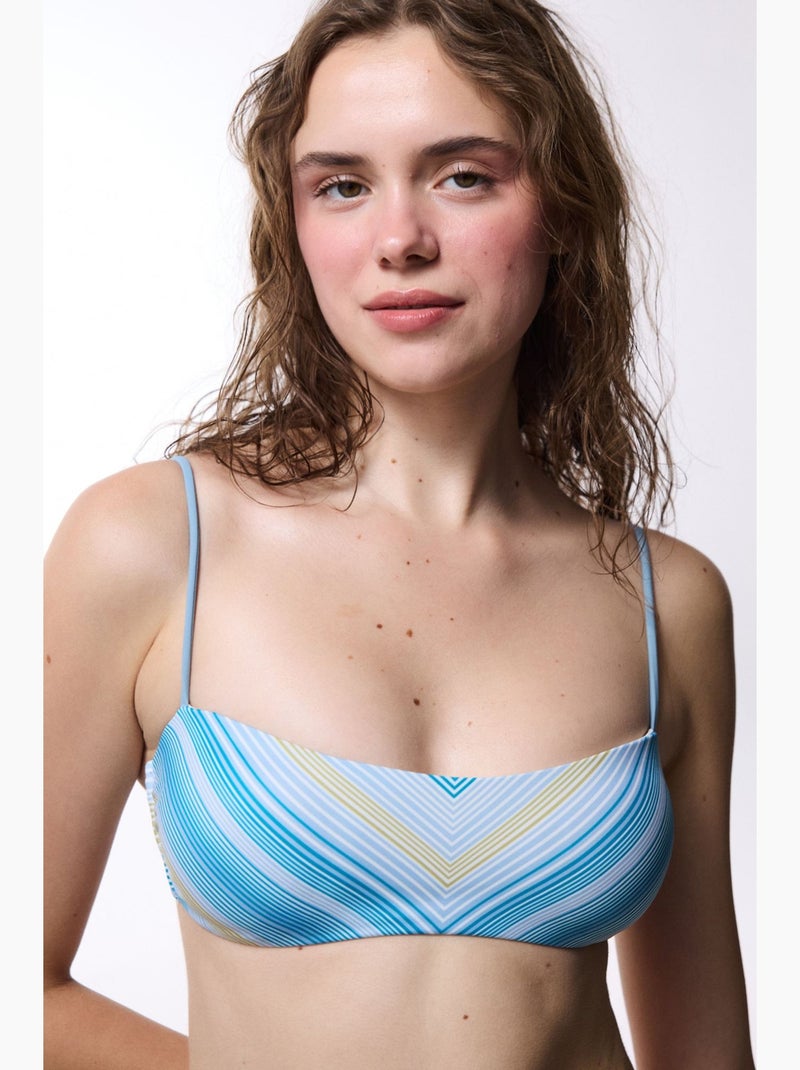 Haut de bikini bandeau nell à rayures penti Bleu ciel - Kiabi