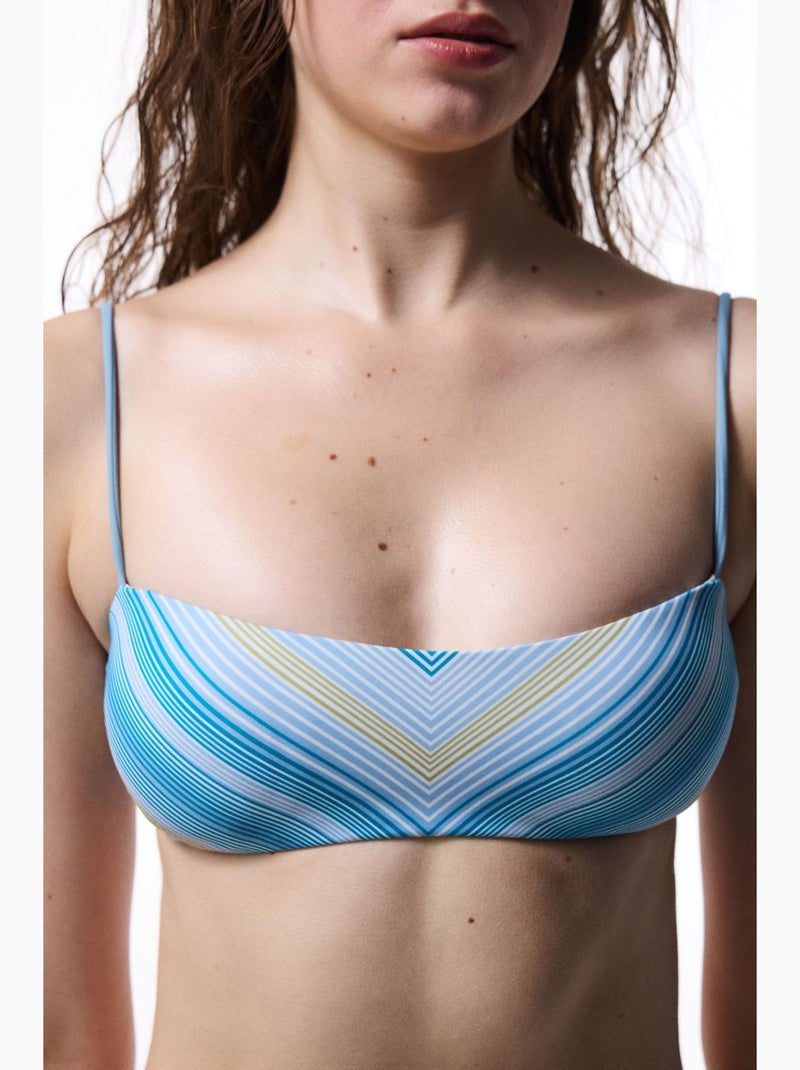 Haut de bikini bandeau nell à rayures penti Bleu ciel - Kiabi