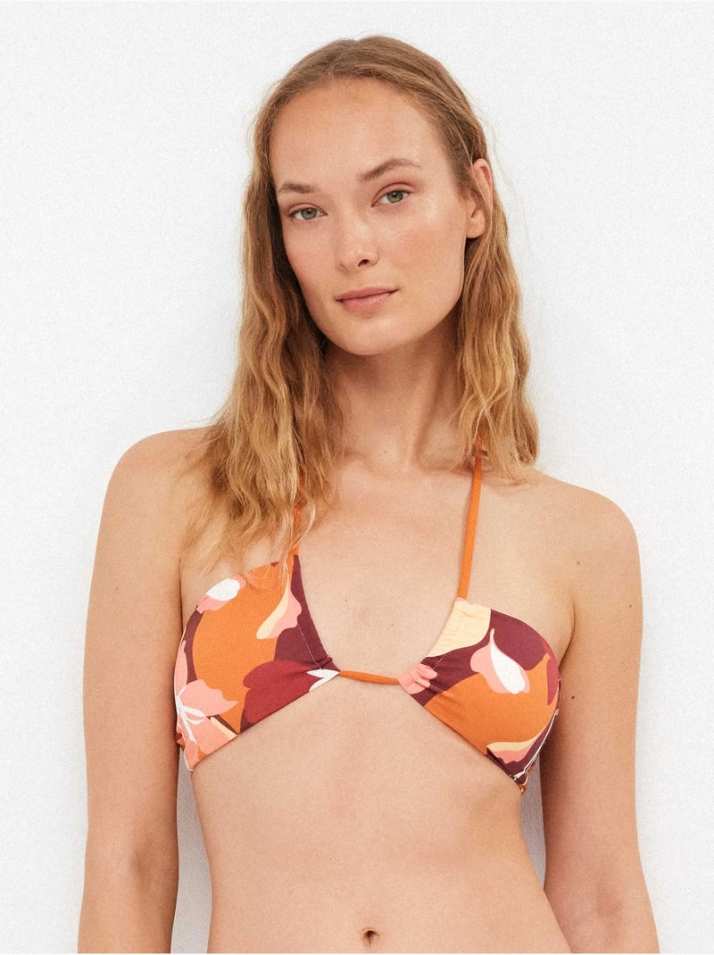 Haut de bikini bandeau rétro géométrique sans armature Multicolore - Kiabi