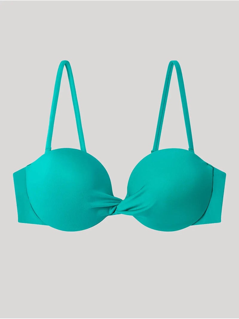 Haut de bikini bandeau uni Bleu Vert - Kiabi