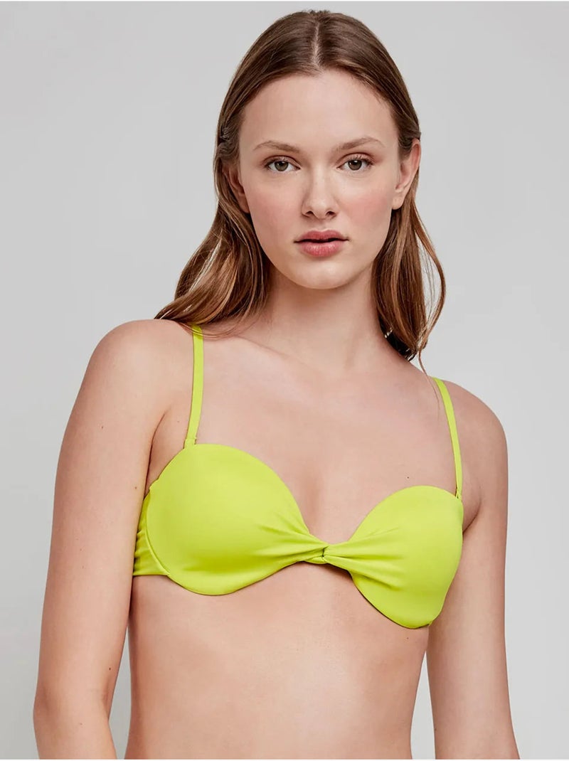 Haut de bikini bandeau uni Bleu Vert - Kiabi