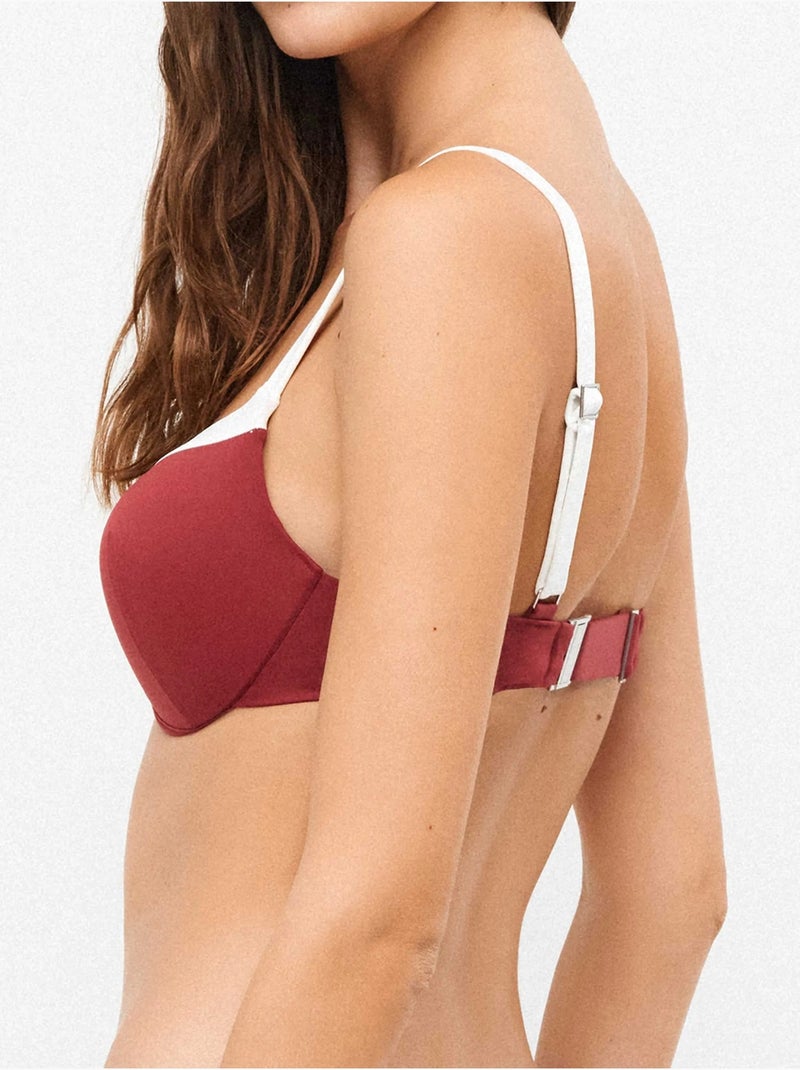 Haut de bikini bicolore avec armatures intégrées Bordeaux - Kiabi