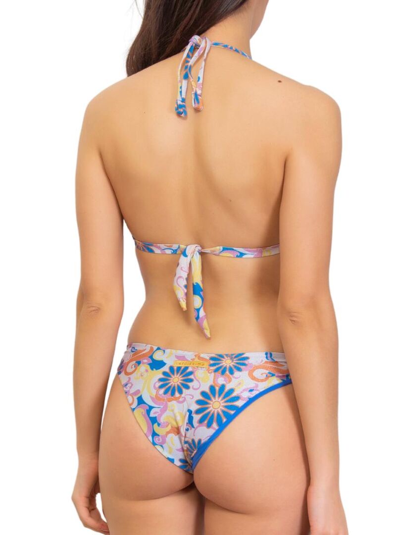 Haut de bikini brassière imprimé Coachella Bleu - Kiabi