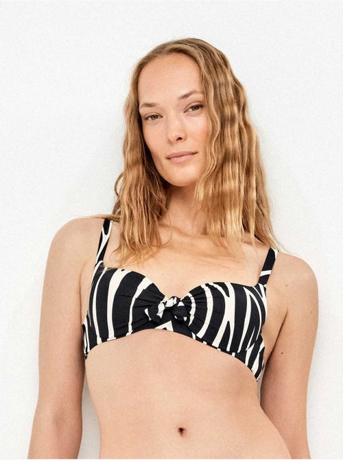 Haut de bikini grande taille en tissu imprimé animal zèbre - Kiabi