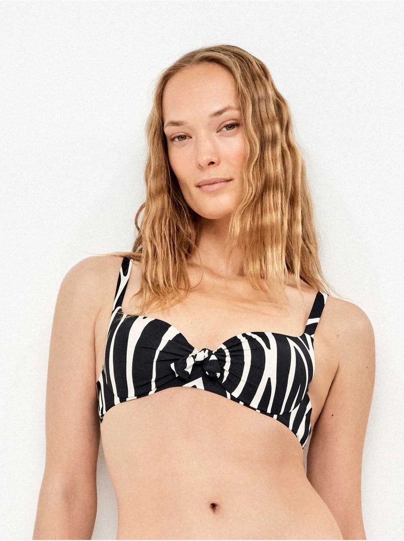 Haut de bikini grande taille en tissu imprimé animal zèbre Multicolore - Kiabi