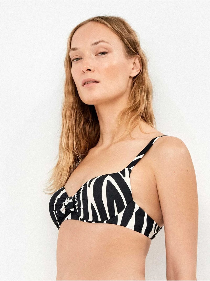 Haut de bikini grande taille en tissu imprimé animal zèbre Multicolore - Kiabi